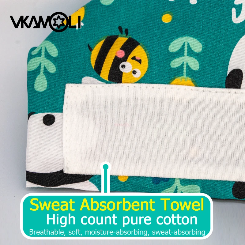 หมวกทำงานแพทย์หมวกยืดหยุ่นพร้อมผ้าขนหนูซับเหงื่อปรับได้หมวกสครับพิมพ์ลายสัตว์หมวกพยาบาลช่างเสริมสวยคลินิกสัตว์เลี้ยง