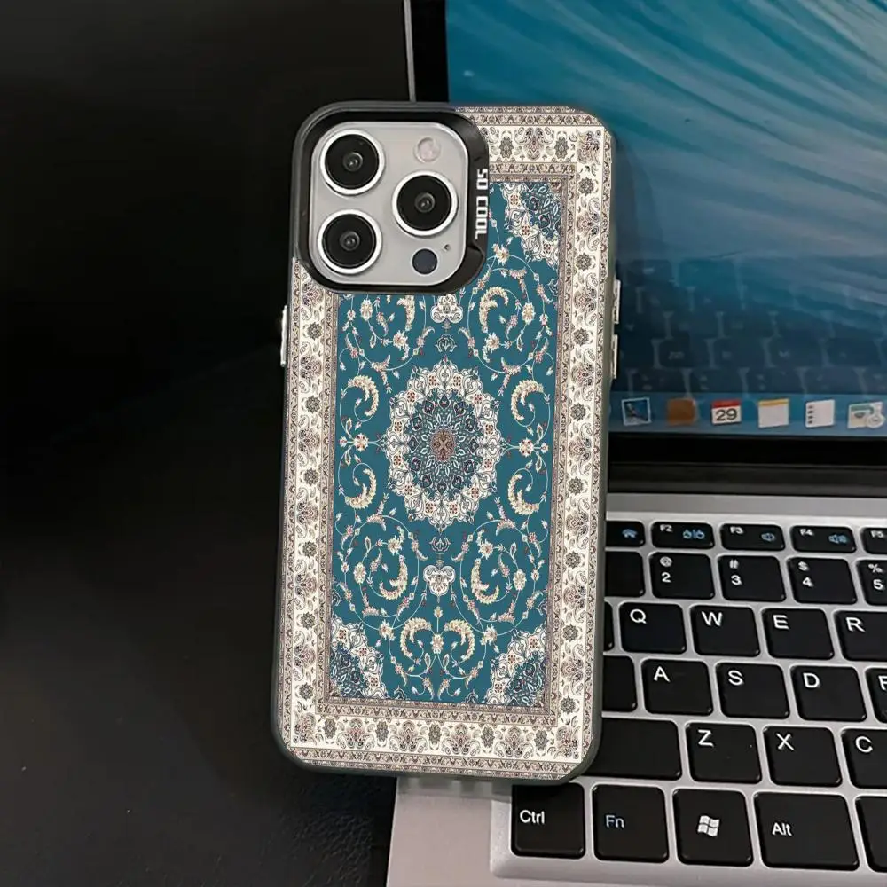 

Blue floral pattern case for iPhone17 16 15 14 13 12 11 Pro/ Max/Plus shock-proof rear cover anti-fingerprint