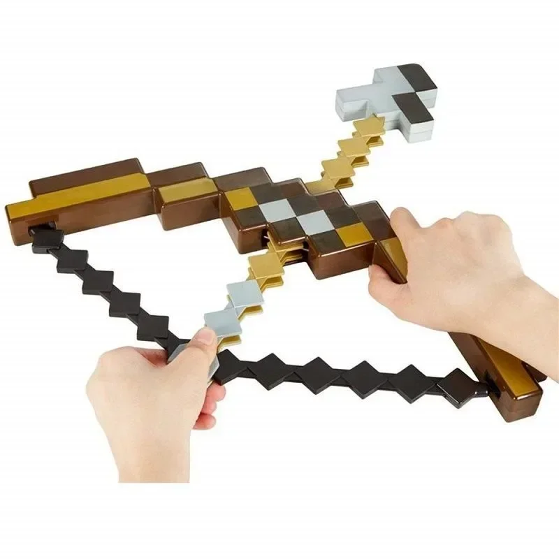 MineCrafton القوس السهم لعبة لعبة النار الاطفال تأثيري حفلة بكسل الرماية مضحك البلاستيك سلاح الأطفال بنين ألعاب بنات الهدايا