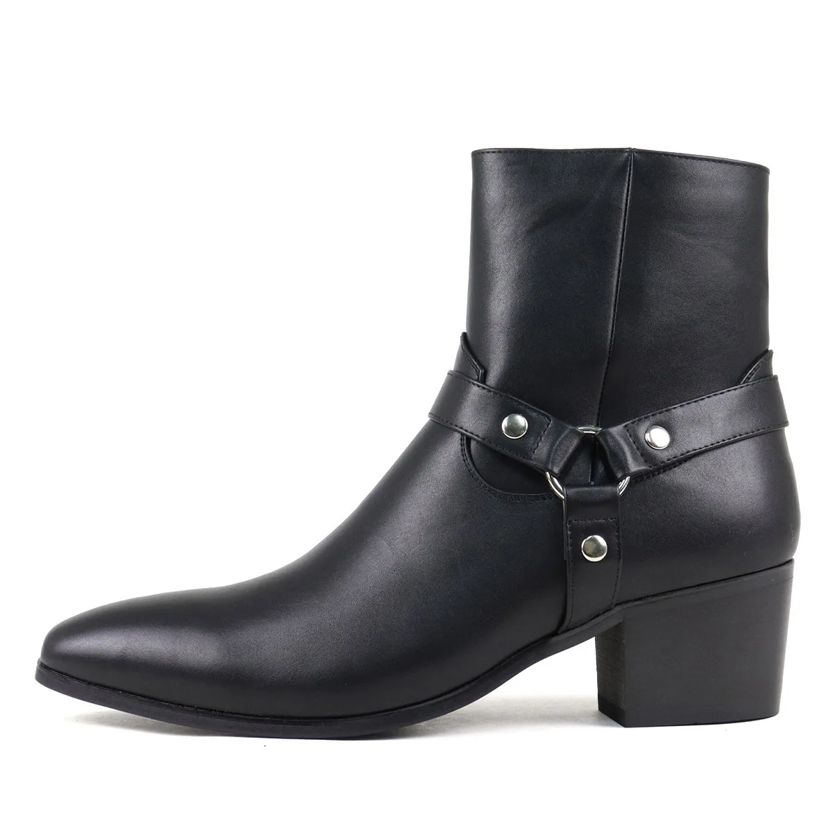 

Spring Autumn Men's Chelsea Boots With Pointed Buckle British Motorcycle Boots