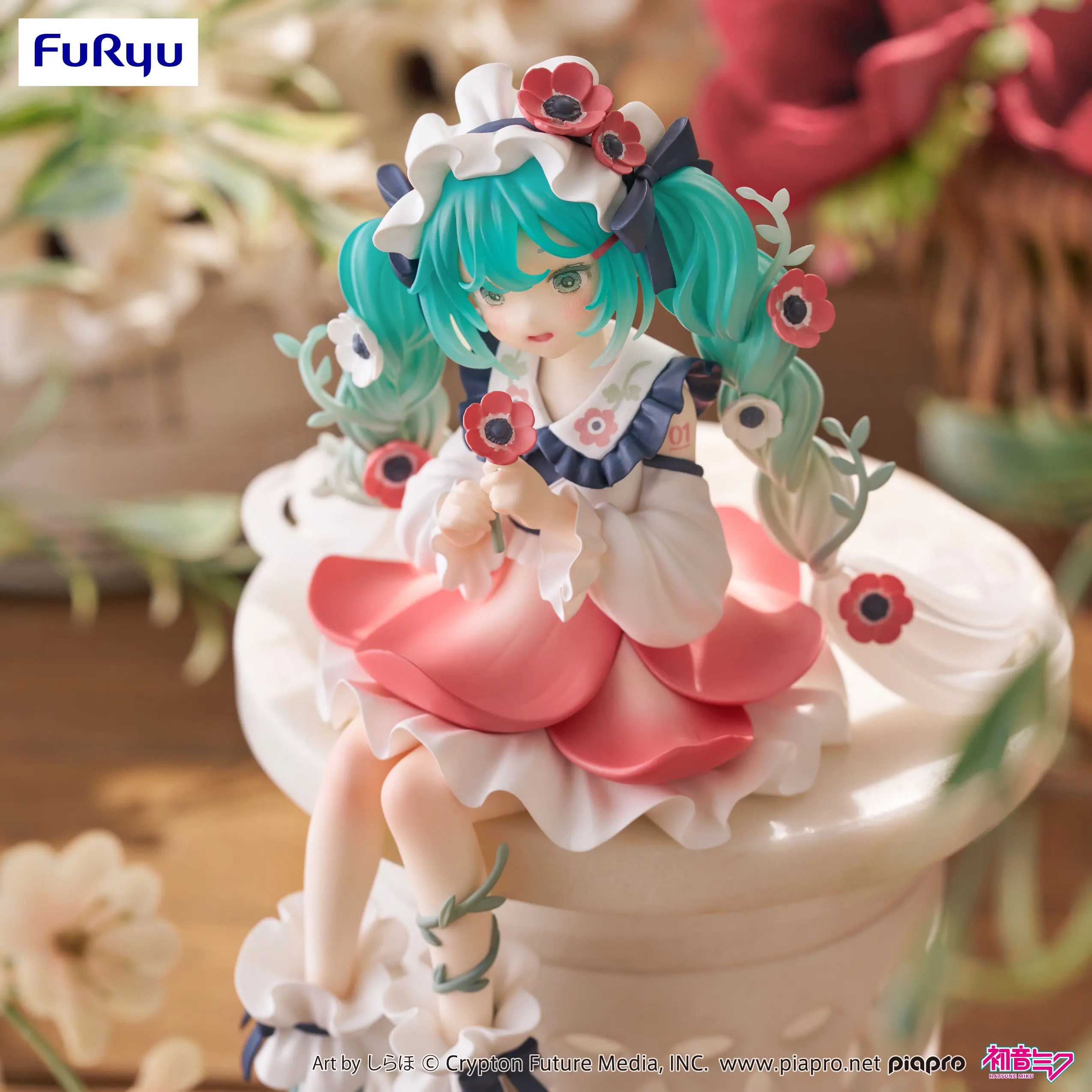 Original Furyu Hatsune Miku Noodle Stopper Figure -Flower Fairy Anemone- Figure Anime Action Figure PVC Model Figurine Desktop