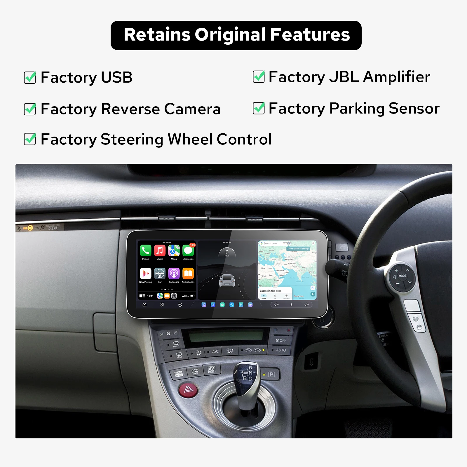Right Hand Drive For Toyota Prius 2010-2015 Car Stereo 12.3'' QLED 1920x720 TouchScreen 12+256GB Intelligent Car Navigation