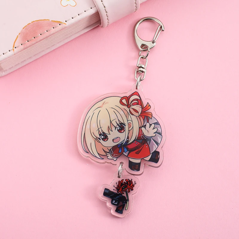 Lycoris Recoil  Acrylic Keychain Cartoon Character Ornament Key Bag Pendant Clothing Accessories