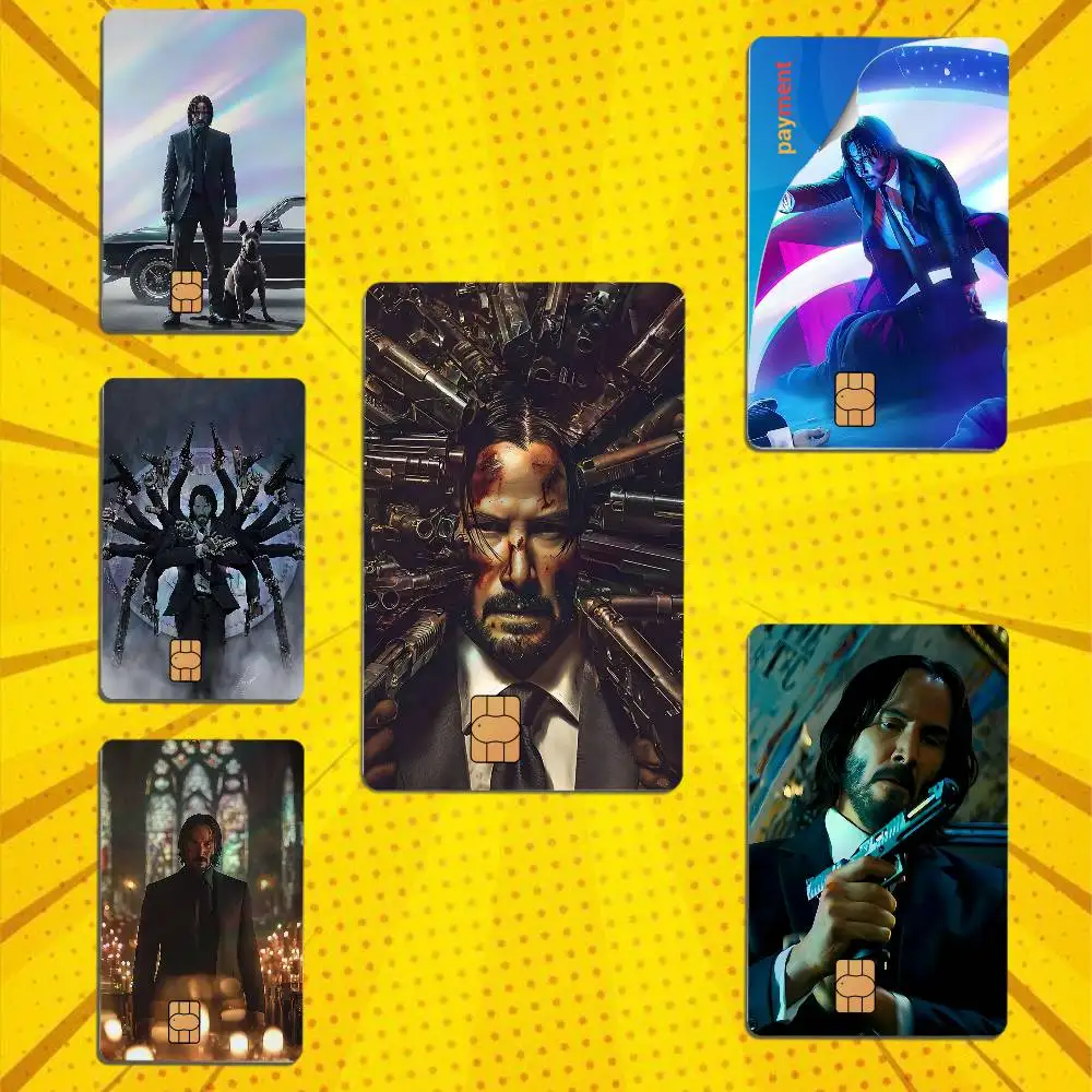 Super Agent John Wick   High Quality Anime Laser PVC Sticker Film Skin Cover For Metro Debit Credit Card  Access Card