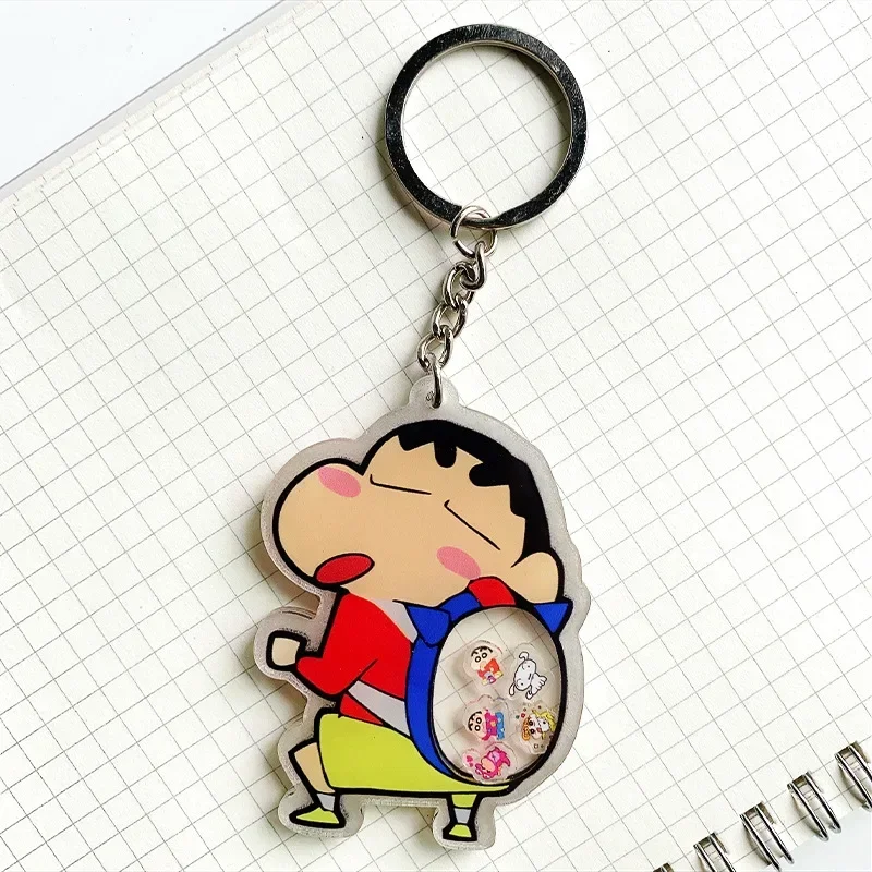 크레용 신짱 크리 에이 티브 열쇠 고리 교수형 펜던트 만화 Waniyama San 가방 액세서리 키 장식 아크릴 열쇠 고리