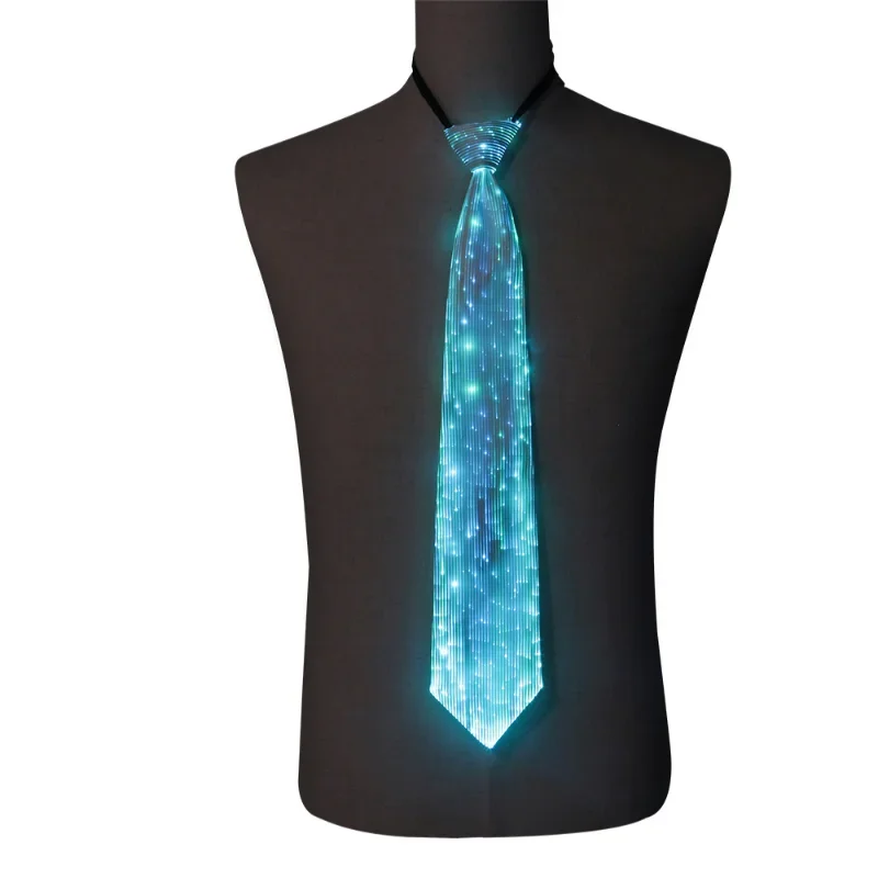 

LED Tie for Men Light Up Accessories Luminous Fiber Optic Nightclub Flashing Circus Stage Wedding Party Rave Outfits Neck Tie