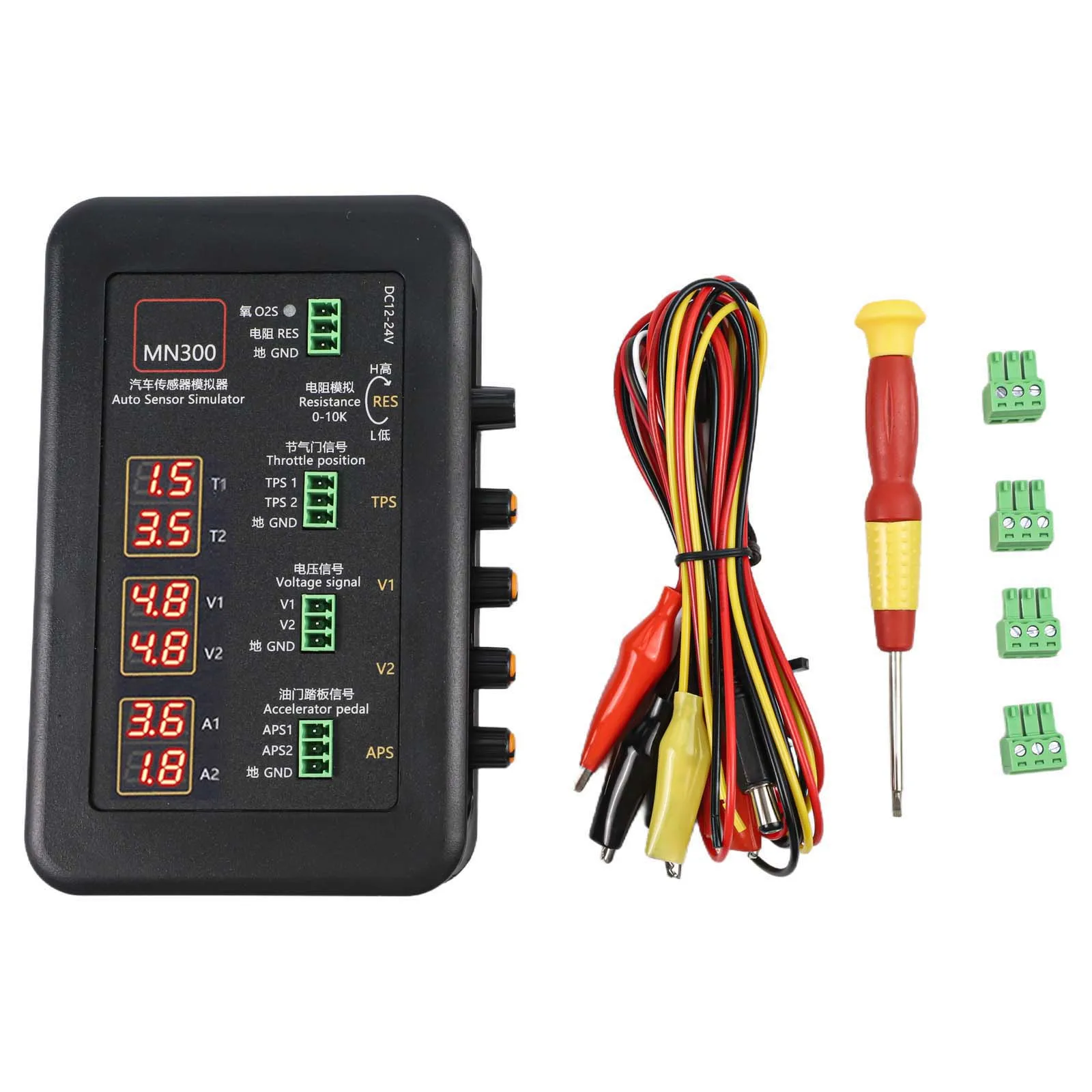 Automotive Sensor Test Device MN300 for Simulating Throttle Oil Pressure and Oxygen Sensor Signals with Adjustable Outputs