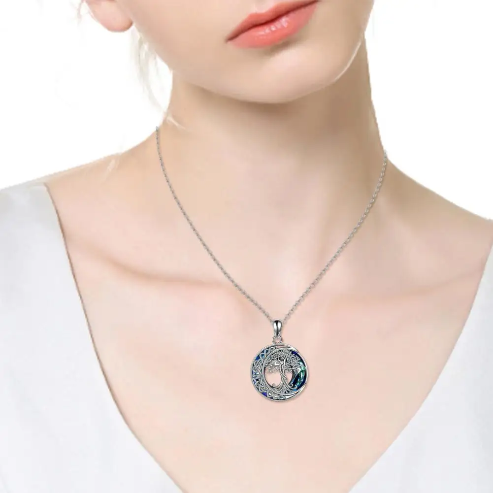 Tree-of-Life Pendant Necklace Faux Crystal Clavicle Necklace Adjustable Chain Symbolizes Good Luck Health Growth Neck Jewelry