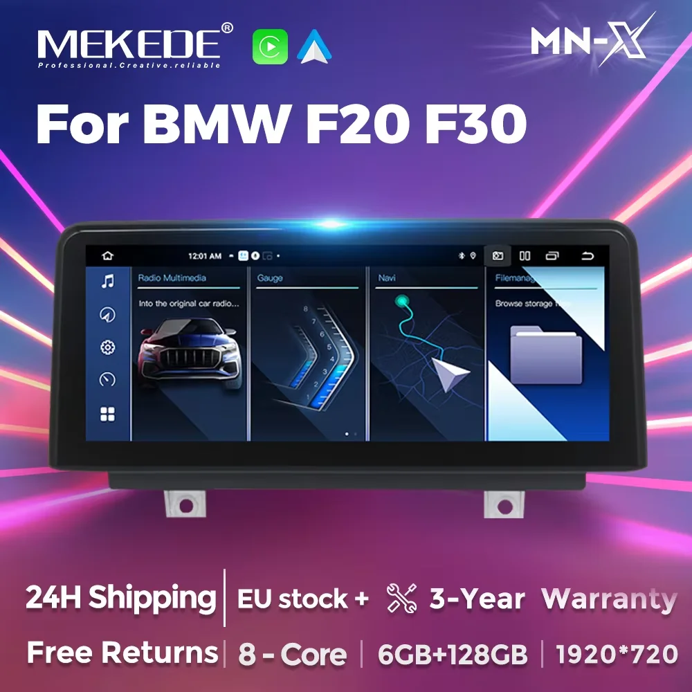 MEKEDE Android 14 autoradio pour BMW 1 2 3 4 série F20 F21 F22 F30 F31 F32 F33 F34 F36 GPS sans fil Android Carplay Auto 4G WIFI