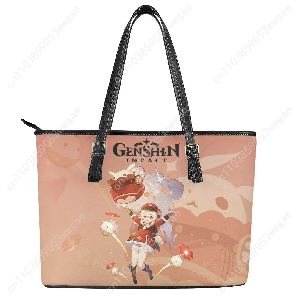 Genshin Klee Handbags Womens Mens Vintage Personalized Tote Bags Shoulder Bag Business Leather Purse Travel Customized Bag Gift