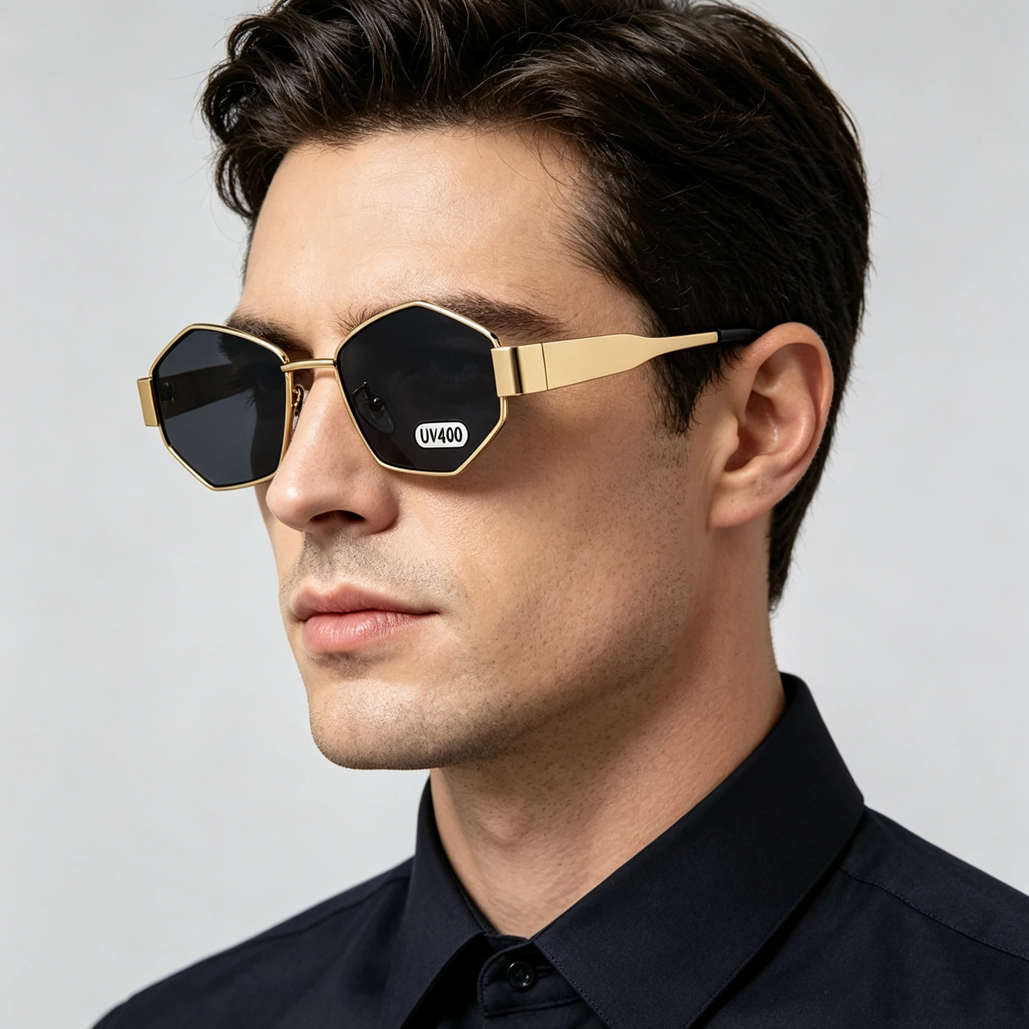 Small Hexagon Polygon Sunglasses For Men Women Brand Design Fashion Trend Vintage Metal Frame UV400 Stylish Sun Glasses Eyewear