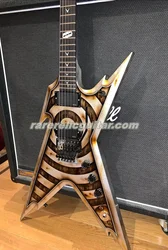 Hand Made Zakk Wylde Dimebag Darrell Rust Metal Bullseye Electric Guitar Floyd Rose Tremolo Pearl Razor Inlay Grover Tuners