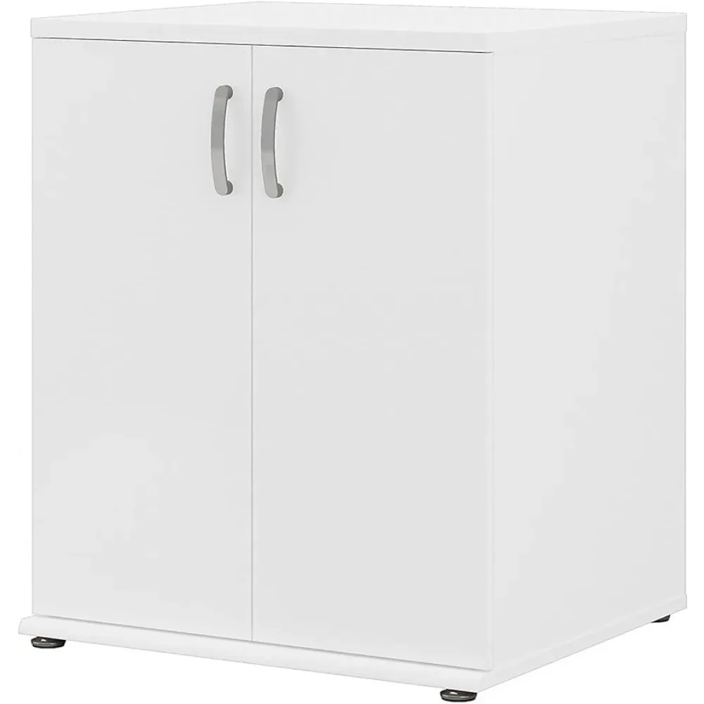 Bush Business Furniture Universal Floor Storage Cabinet with Doors and Shelves, White