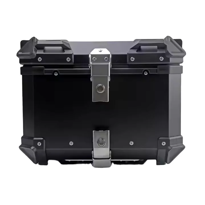 Venda quente samsungpo preto prata 45l tronco de armazenamento da motocicleta caixa traseira à prova dwaterproof água com capacete espaço bloqueio ant