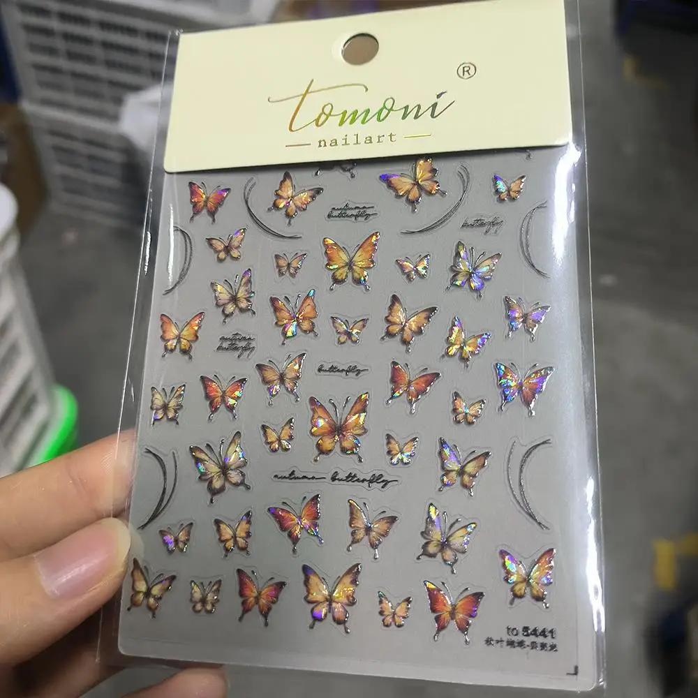 1 قطعة فراشة البرنز الرجعية مسمار ملصقات لامعة الاستقطاب الفراشات ذاتية اللصق مسمار الشارات DIY بها بنفسك خمر مانيكير المتزلجون 3 #3