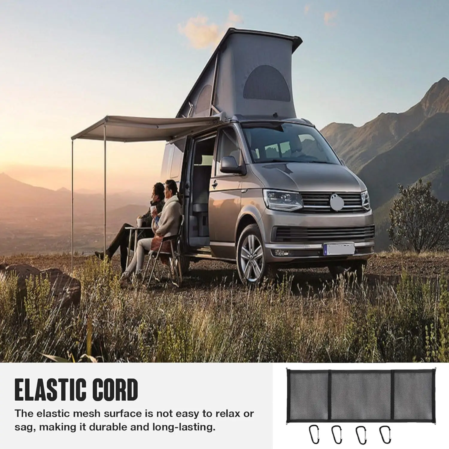 

Car Storage Net Replacement For VW T5 T6 Standing Pitch Roof Elastic Caravan Roof Luggage Net Nylon Mesh Bag With 4 Hooks