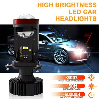 Vysoce výkonný Y7 30000LM Mini H4 projektor LED čočka H4 LED světlomety do auta Vylepšení autosvětla Světla pro dálková světla Y6 8 nejlepší prodej Mini projektor LED H4 Y6 - №8