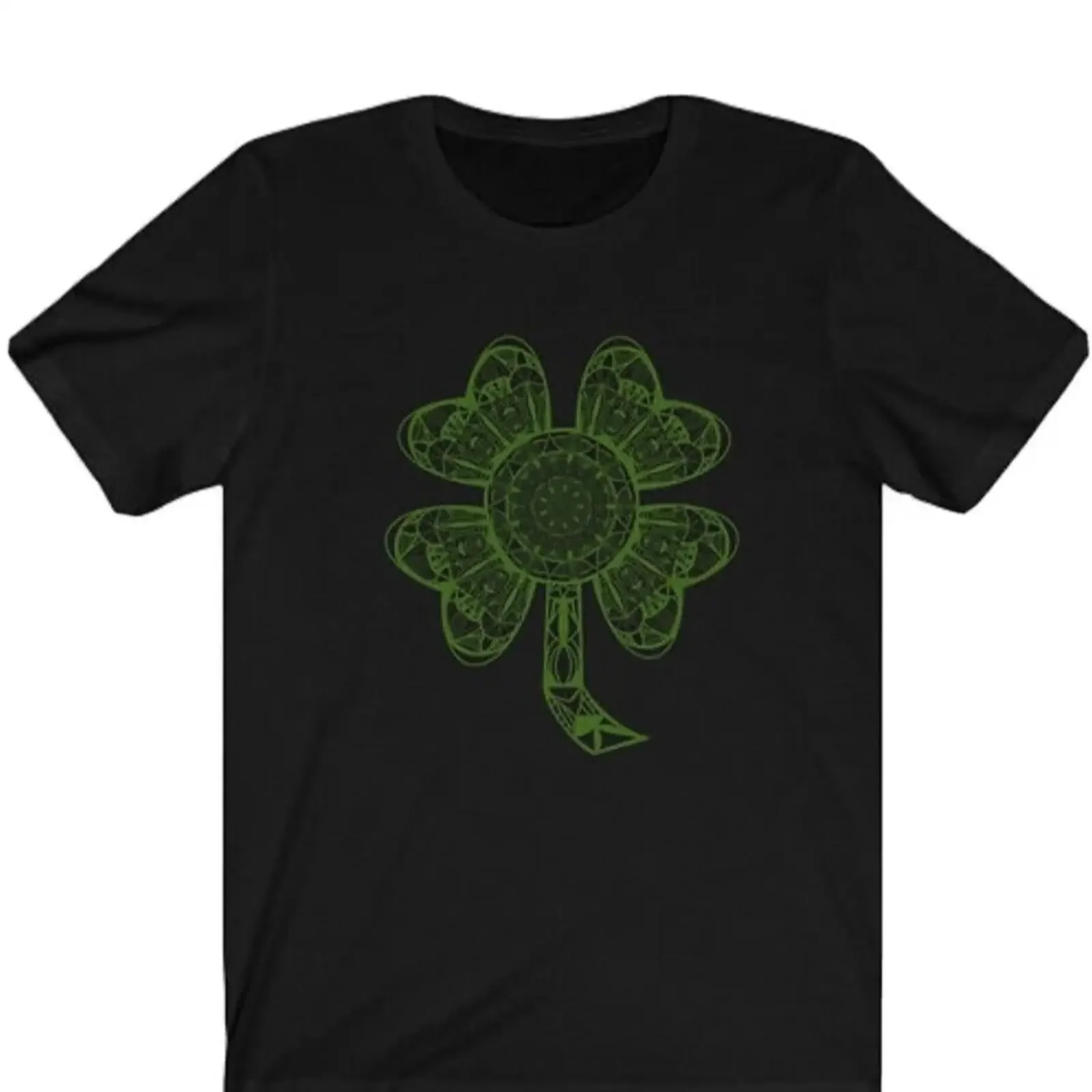 St Patrick's Day T Shirt Four Leaf Clover Zen Doodle by artist Bridget Mary vintage Washed Versatile designer clothes Stylish