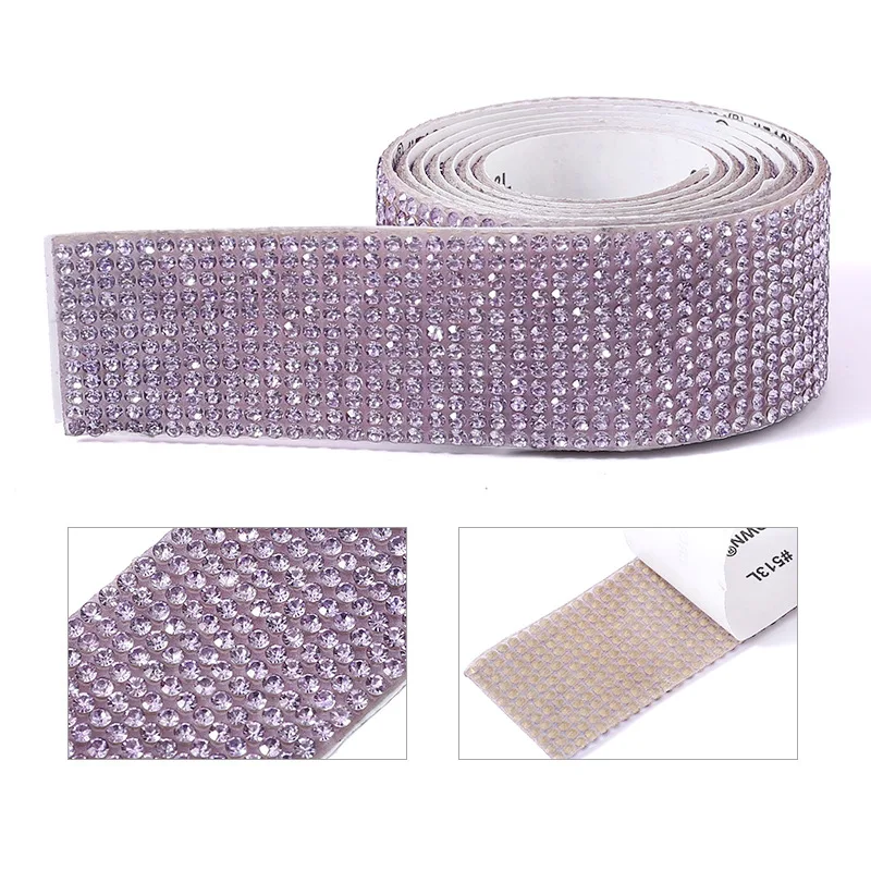 Self Adhesive Crystal Rhinestone Sticker Diamond Ribbon DIY Sticker Rhinestones for Arts Crafts, DIY Event Car Phone Decoration