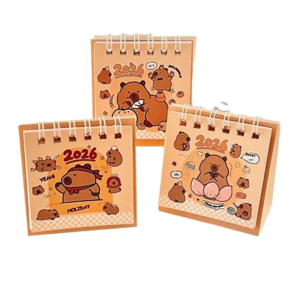 New Mini Desk Calendar Cartoon Capibara Planner Format Desktop Calendar Daily Planner Office Stationery