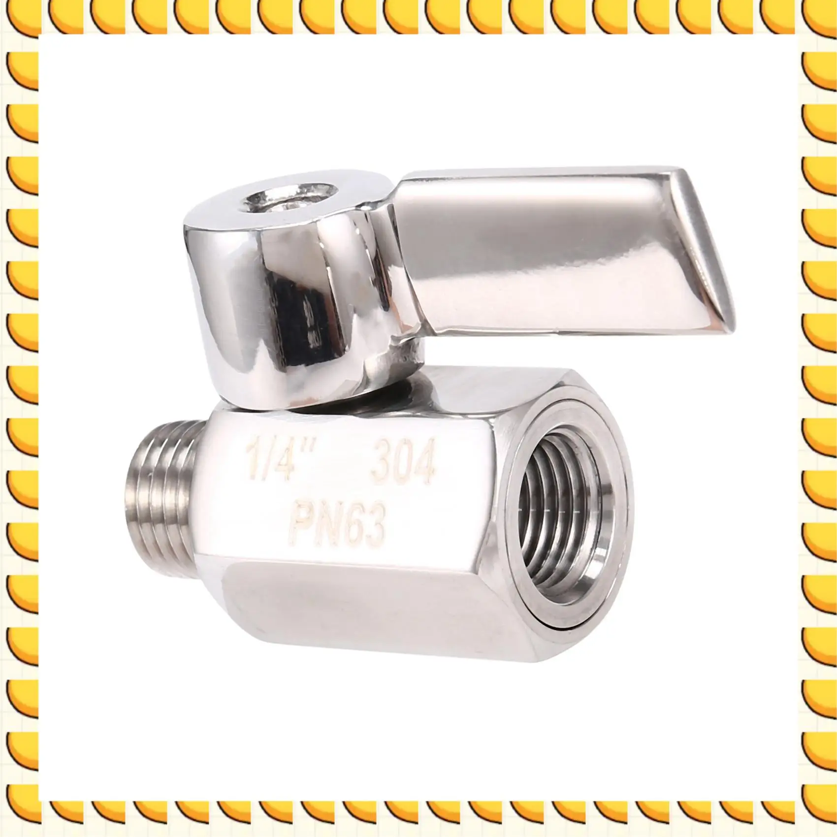 

BAAU 2X 1/4 дюйма Мини-шаровой кран из нержавеющей стали 304, внутренняя резьба NPT X с наружной резьбой NPT, запорный клапан