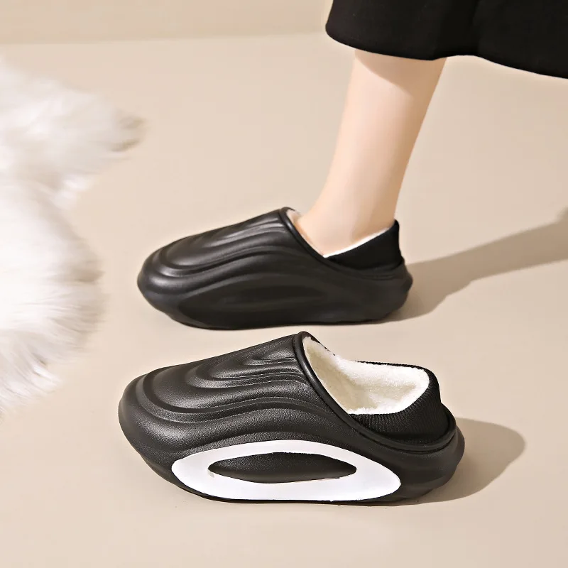2025 Waterproof Cotton Slippers Winter Thickened Slip Resistant Lined Slippers Lightweight EVA Indoor Outdoor Home Leisure Shoes