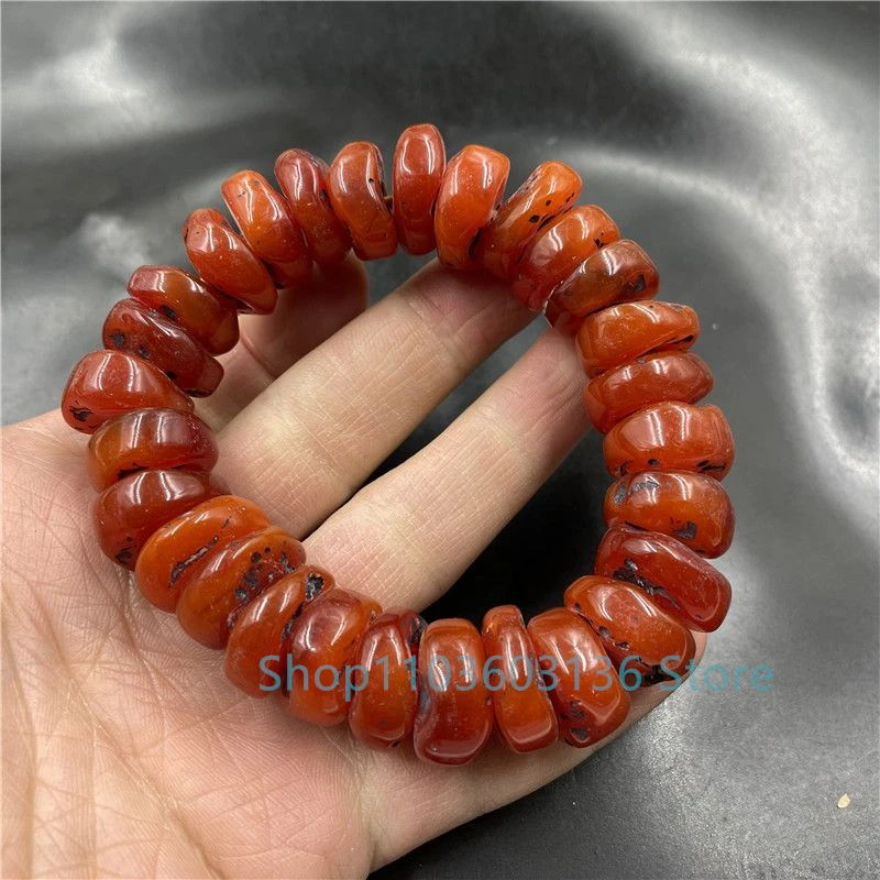 Fashion Explosion Natural Amber Beeswax Old Stone Abacus Beaded Bracelet Hand Jewelry Accessory Gift Men Yellow Bangle