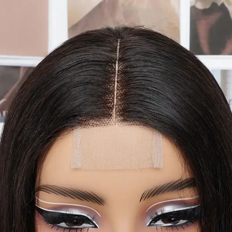 2x6 Lace Kim K Closure Wig Glueless Lace Front Wig 100% Human Hair Wig for Women Deep Middle Part Straight Natural Hair Bobbi image 6