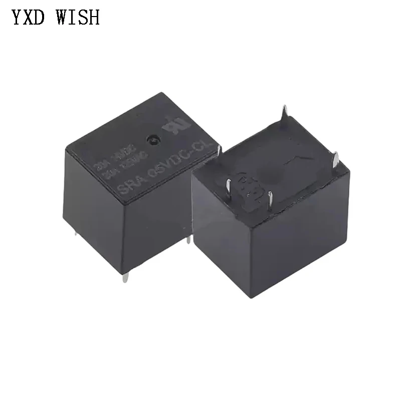 5Pcs 5V 12V 24V DC Power Relay SRA-05VDC-CL SRA-12VDC-CL SRA-24VDC-CL 5Pin Relays 20A PCB Type In stock Black Automobile Relay
