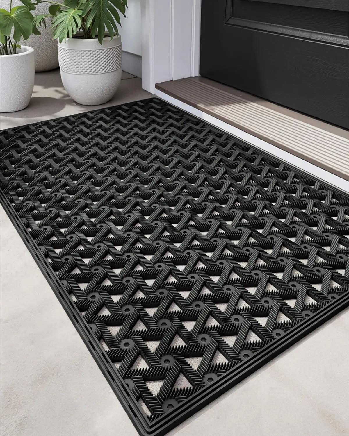 

Heavy Duty Non-Slip Rubber Doormat, 19x30 Waterproof Entry Mat for Patio and Front Door