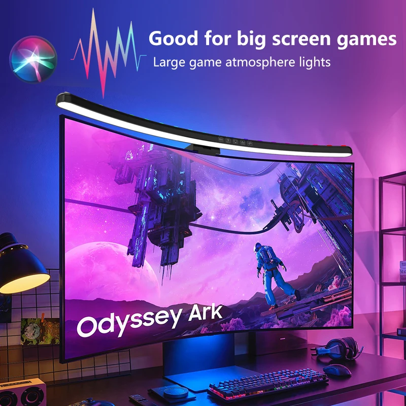 RGB 40 سنتيمتر/60 سنتيمتر Led شاشة الكمبيوتر ضوء بار الموسيقى إيقاع الشاشة معلقة ضوء يعتم جو ليلة مصباح للعبة/الدراسة/العمل #2