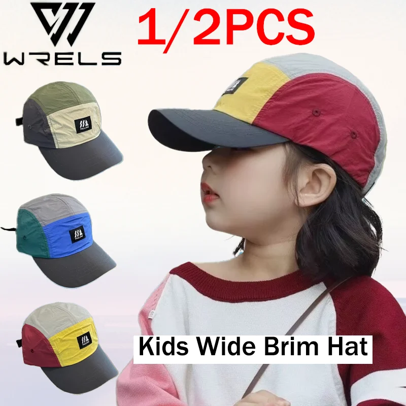 1/2PCS Kids Wide Brim Hat Summer Sunscreen Lightweight Hiking Baseball Cap Quick Drying UV Protection Colorblock Travel Visor