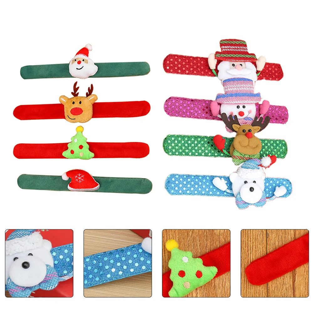 8Pcs Light-Up Slap Bands Christmas Creative Kids Party Favors Lovely Wrist Bracelets Lovely Bracelets for Christmas