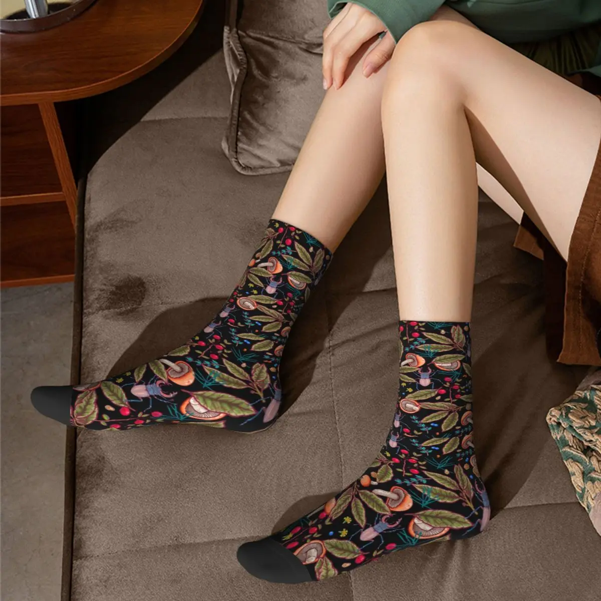 Chaussettes décontractées en Polyester pour hommes et femmes, socquettes avec graphiques de forêt tropicale, pour printemps, été, automne et hiver