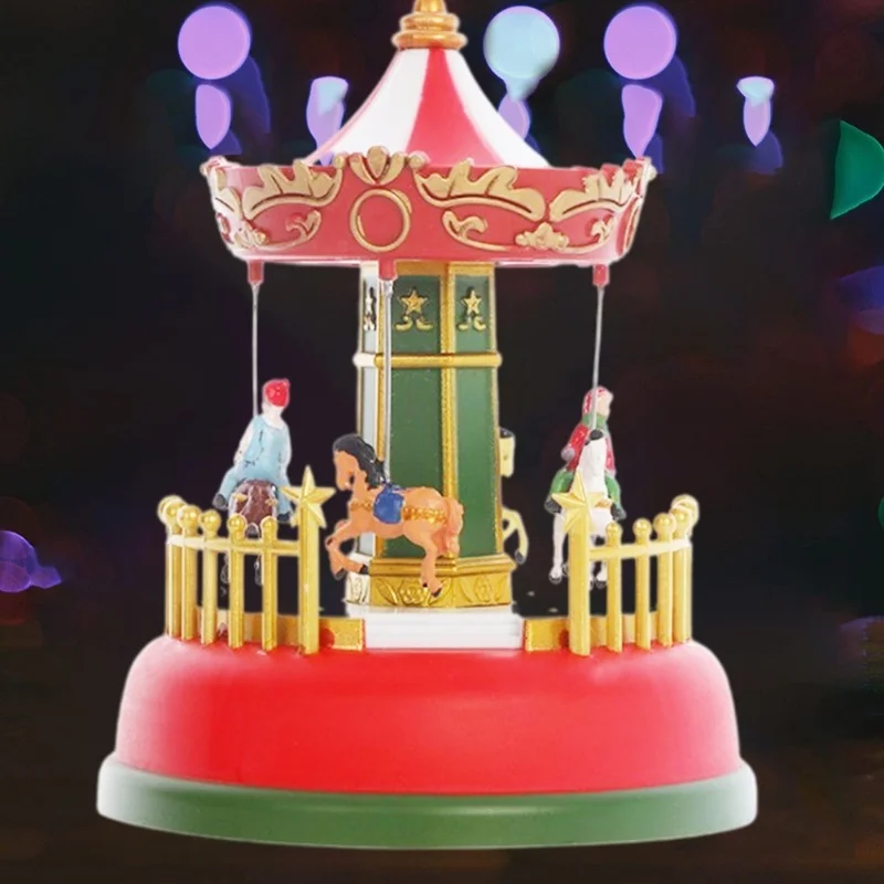 Kerst Mini Muziekdoos Lichtgevende Muziek Carrousel Reuzenrad Geanimeerd Kerstcadeau Romantische Desktop Decoratie