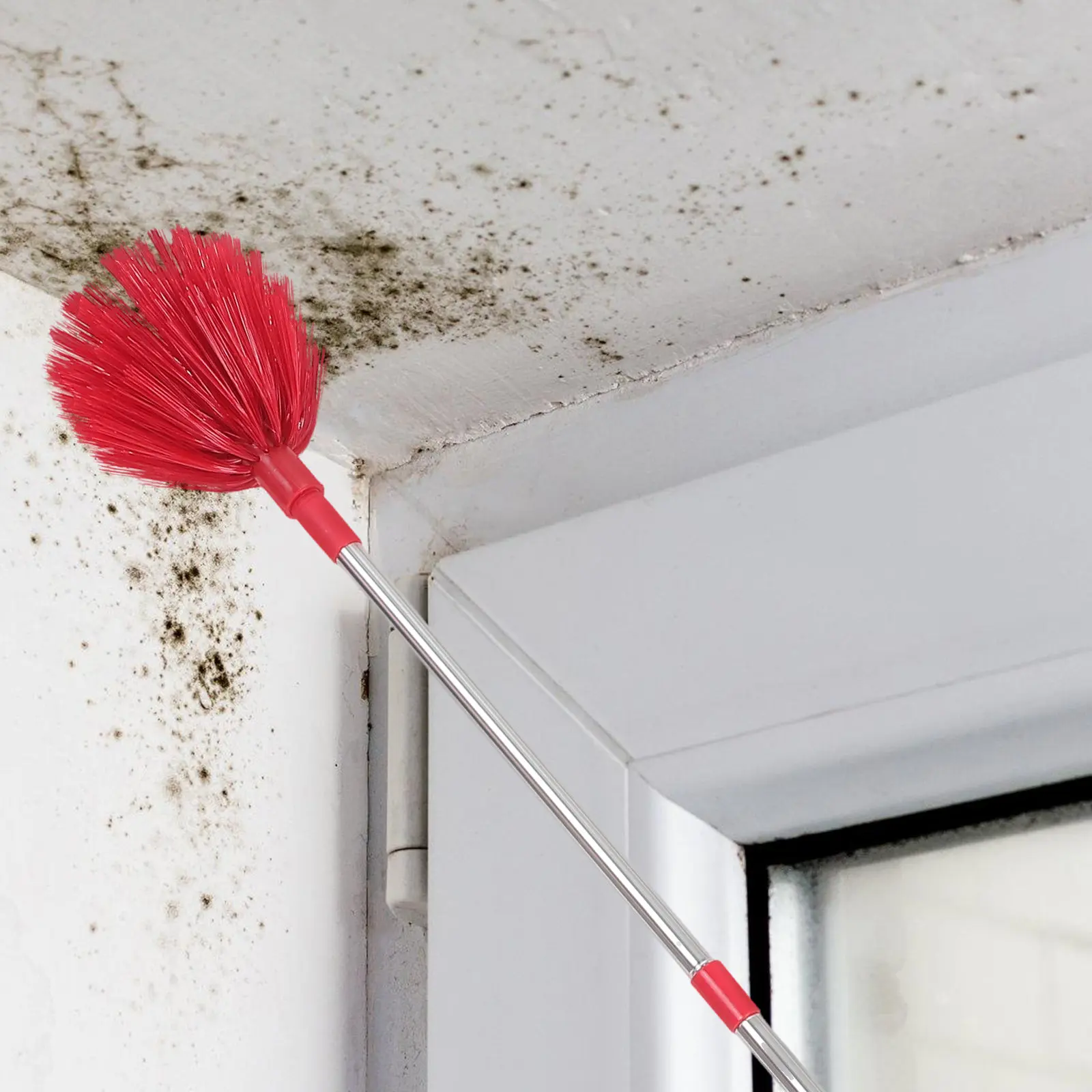 Spider Web Brush Long Pole Stainless Steel Cobweb Cleaner High Ceiling Fan Window Washing Outdoor Cleaning Tool