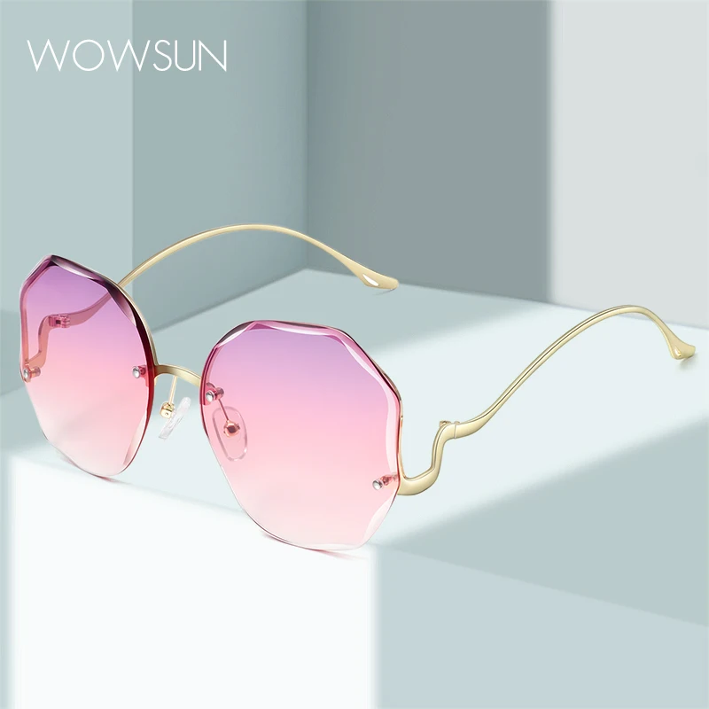 

Солнцезащитные очки WOWSUN без оправы, женские солнцезащитные очки с градиентом UV400, солнцезащитные очки в стиле ретро без оправы, AA135
