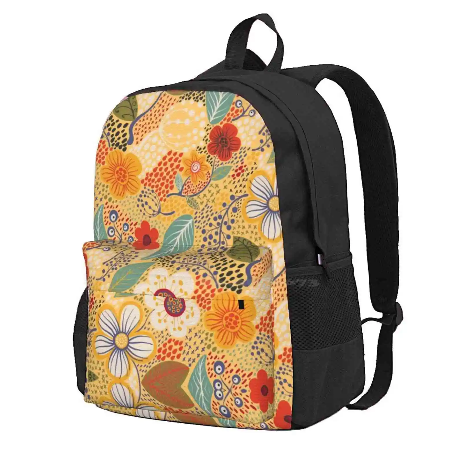 

Secret Garden Hot Sale Schoolbag Backpack Fashion Bags Floral Flower Surface Pattern Navy Blue Yellow Secret Garden Flourishes