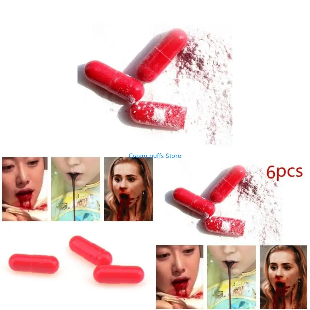 

50LE 6pcs/set Realistic Fake Blood Таблетки для капсул вампиров ужас страшно смешно