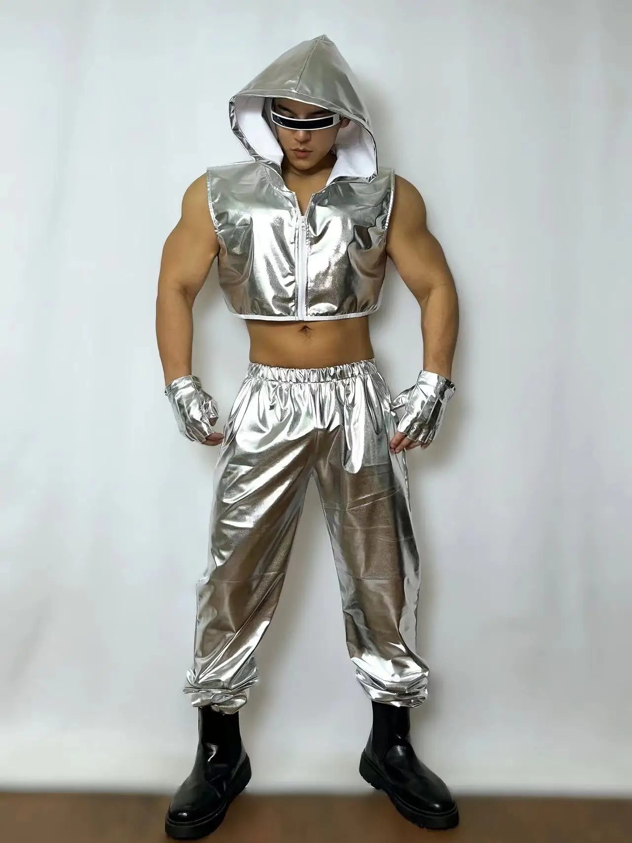 New Silver Hip Hop Jazz Dance Sports Suits Nightclub Bar GOGO Ds Costumes Stage Show Party Theme Dance Outfits