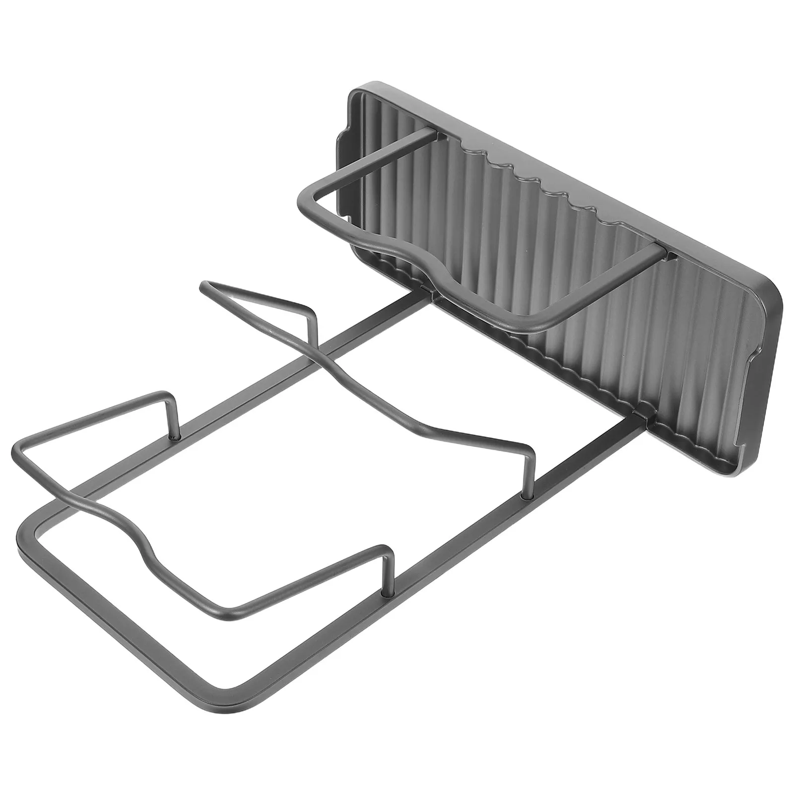 3-Tier Kitchen Pot Lid Storage Rack Grey Countertop Organizer Stable Lid Holder Cutting Board Rack Tray Pan Covers Ladles