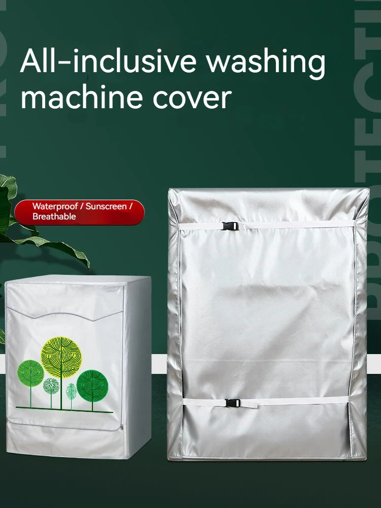 

Waterproof Cover for Outdoor Washing Machine, Exterior Furniture Protector with Zipper, Floral Fabric Accessories