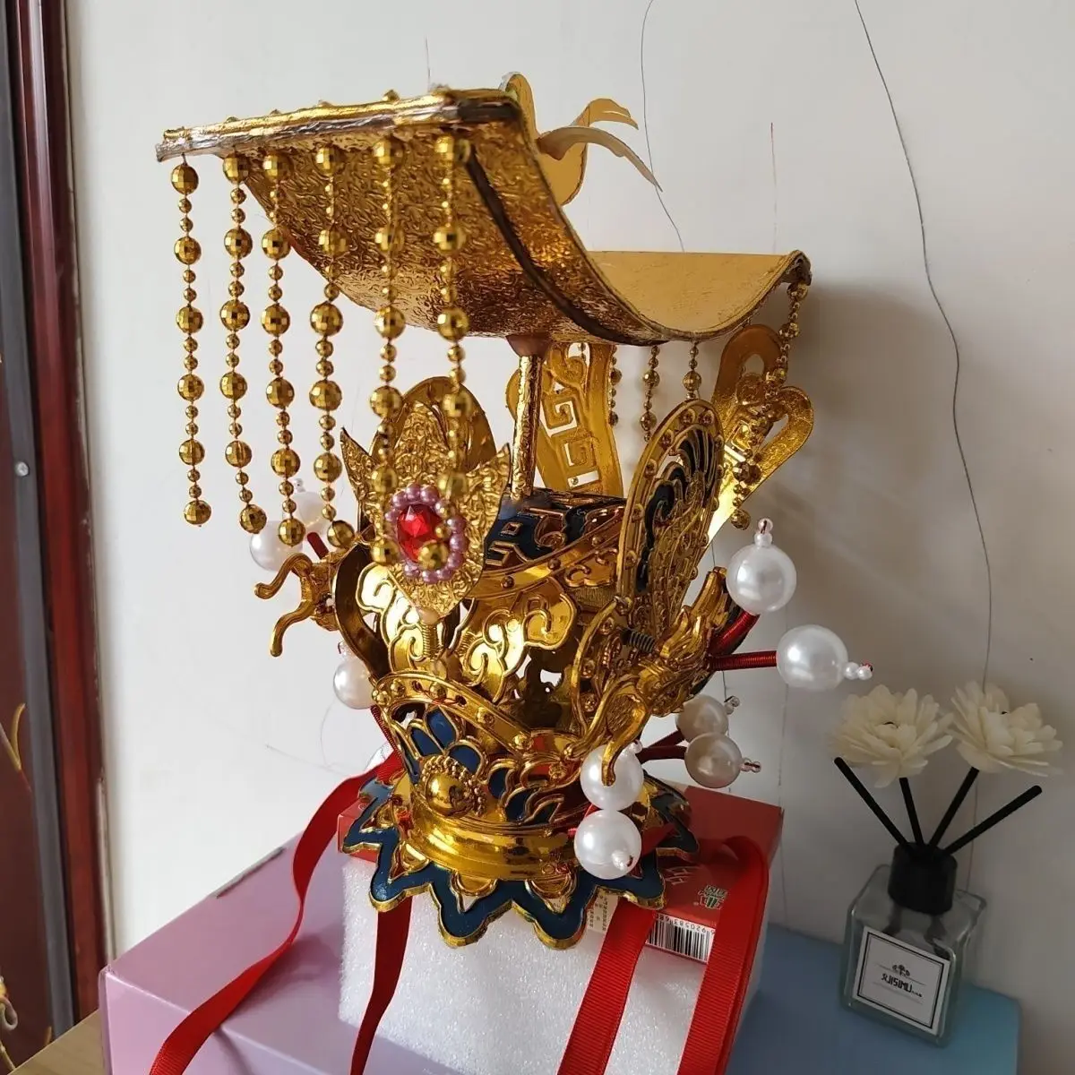 

Daochang Purple Gold Crown, Headwear, Headcrown, Ancient Chinese Emperor Hair Metal Headwear Men Stage Cosplay Vintage