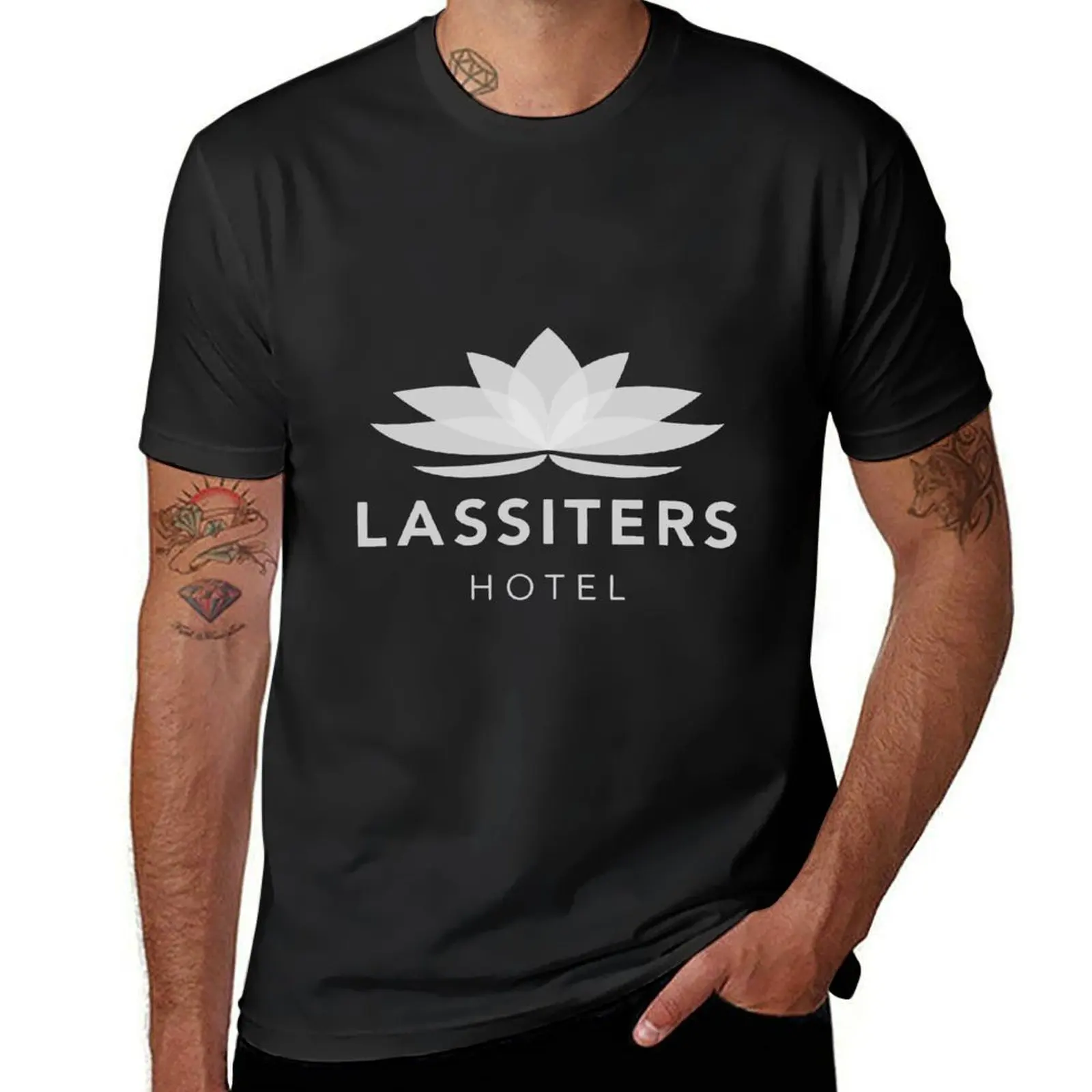 

Retro Lassiters Hotel Neighbours T-Shirt plus sizes anime fitted t shirts for men