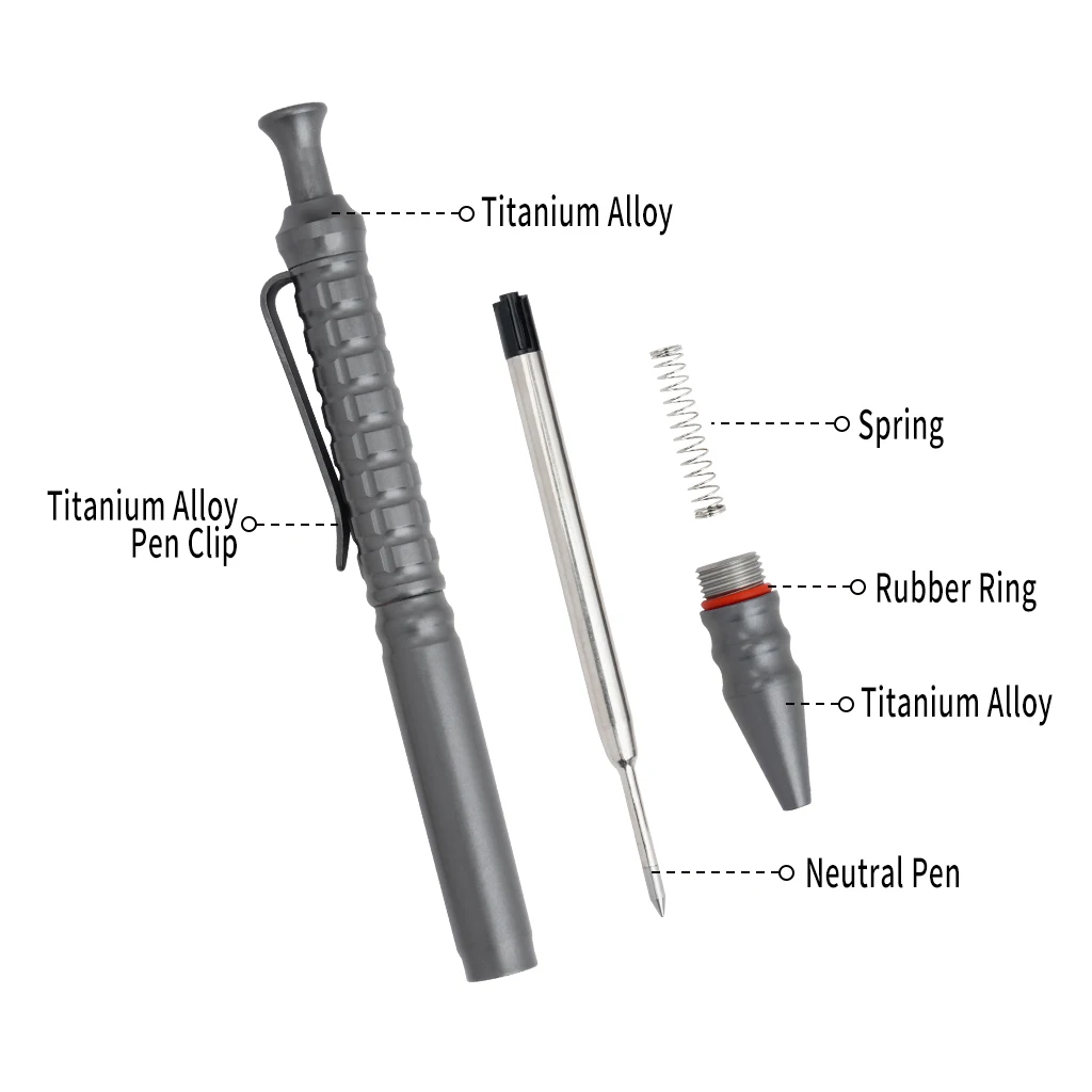 Bolt Action Decompression Press Pen Titanium Alloy Writing Instrument Heavy Duty Compact Pocket EDC Tool with Clip