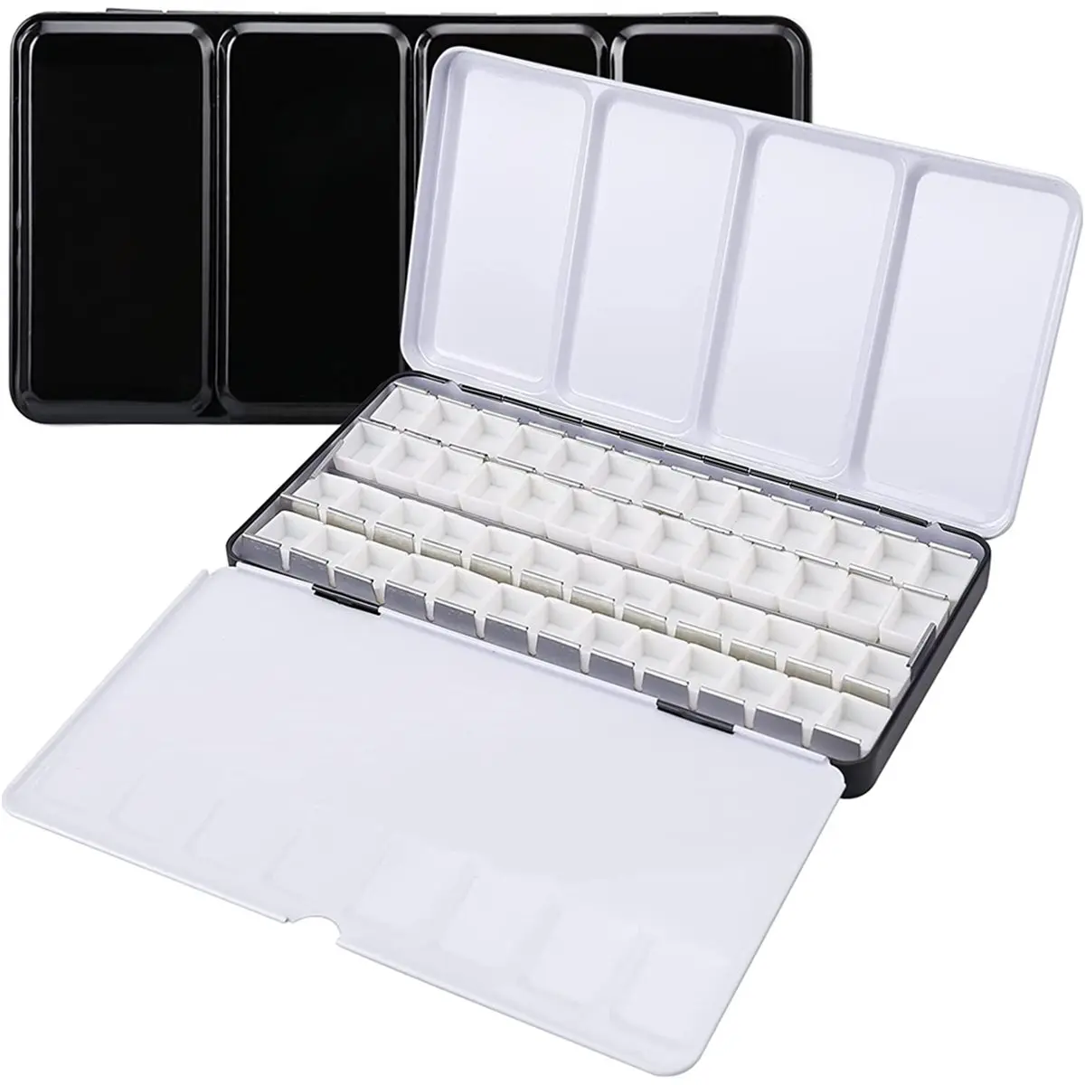 ABJS Art Watercolor Tin with Fold-Out Palette, Large Watercolor Tray Palette with 52 Empty Watercolor Half Pan for Artist