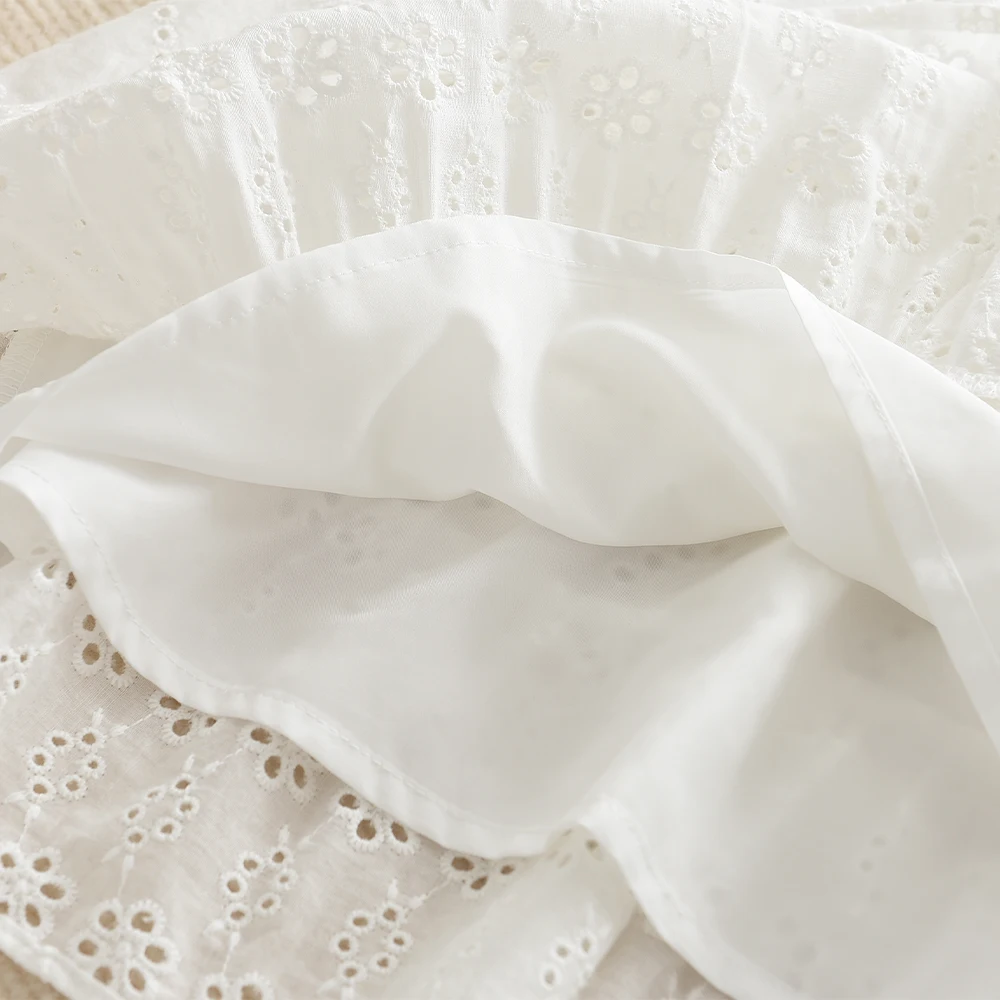 Sommer Einfarbig Casual Mädchen Kleid 2-7 Jahre Alt Weiß Mittellanges Hosenträgerkleid Baumwolle Tragen Einfarbige Kinderkleidung – Detail 7