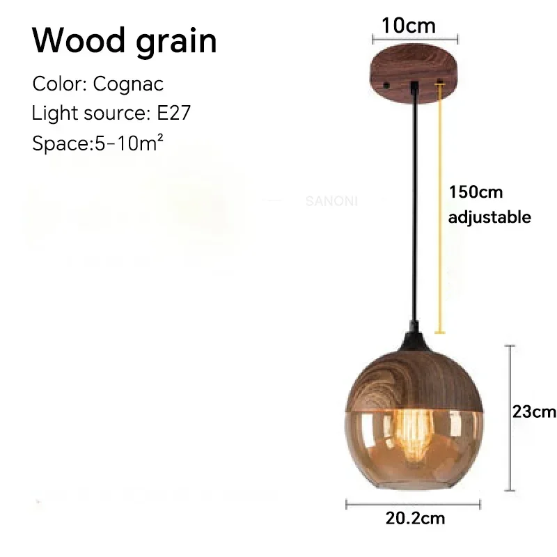 Nordic Led Glas Hanglampen Armaturen Moderne Creatieve Houten Kunst Slaapkamer Eetkamer Woonkamer Licht Hout Kleur Hanglampen