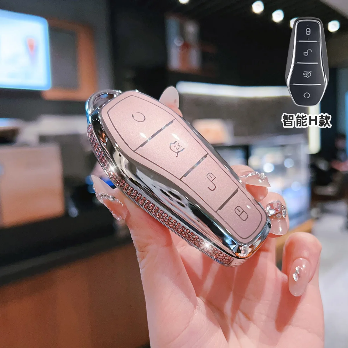 Diamond Car Remote Key Case Cover Protect Shell Fob For BYD Qin PLUS Song Pro MAX Yuan Atto 3 Han EV Tang Dm Dolphin E2 4 Button