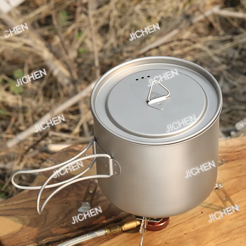 

Neu Outdoor 1100ml Pure Titanium Pot Long Handle Foldable Single Wall Pot Lid Instant Noodle Accessories